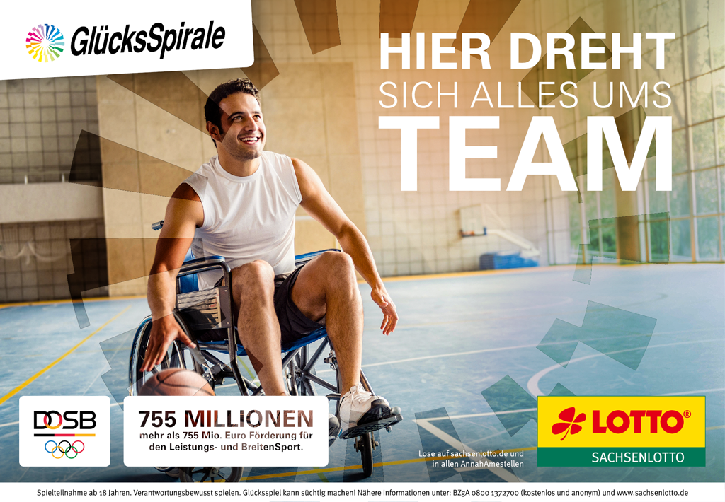 Rollstuhlbasketball und Gluecksspirale - hier dreht sich alles ums Team.