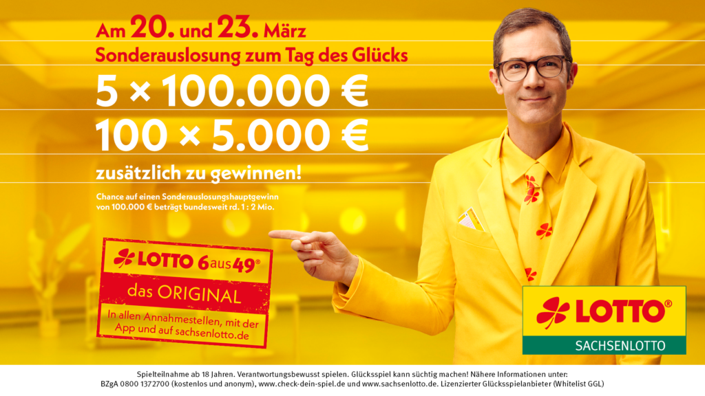 LOTTO 6aus49 Bis zu 100.000 € bei Sonderauslosung zum Tag des Glücks